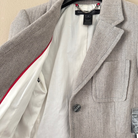 NWT Marc by Marc Jacobs Linen Blend Gray Blazer Judd Herringbone Sz 4 - Picture 6 of 7
